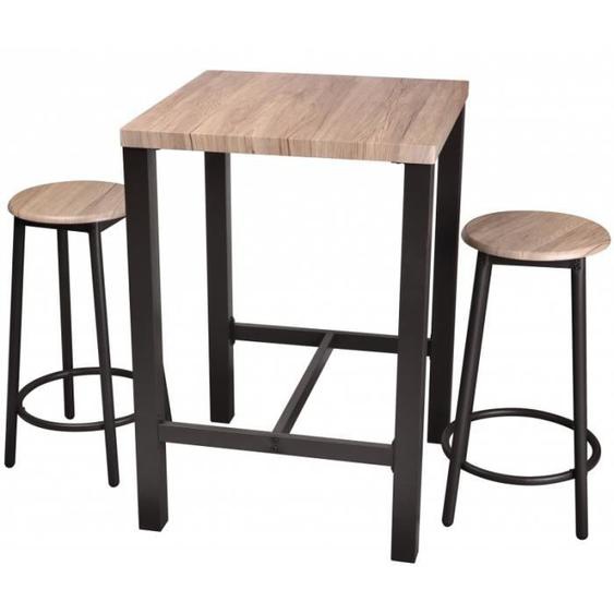 Table de bar et deux tabourets - AC-DÉCO - L 60 x l 60 x H 86 cm - Bois et métal - Design contemporain