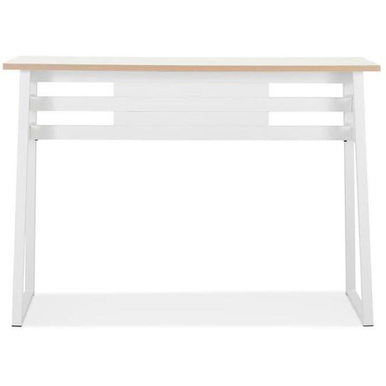 Table de bar haute MAYO bois et métal blanc - Dimensions : 150x60x105,5 cm