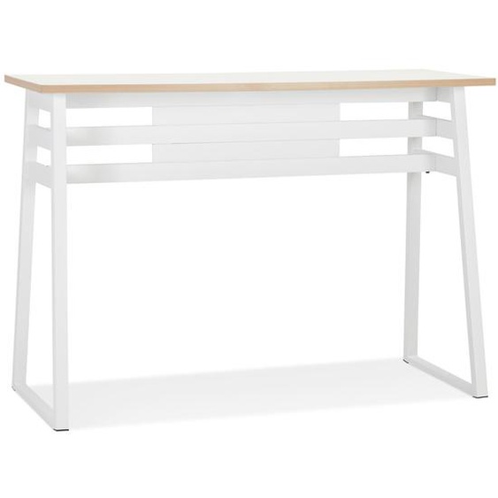 Table de bar haute NIKI bois et métal blanc - 150x60 cm