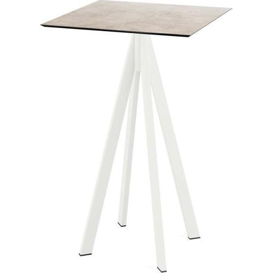 Table de bar Infinity, structure blanche + plateau en stratifié haute pression Moonstone, 70 x 70 cm, 1 pièce