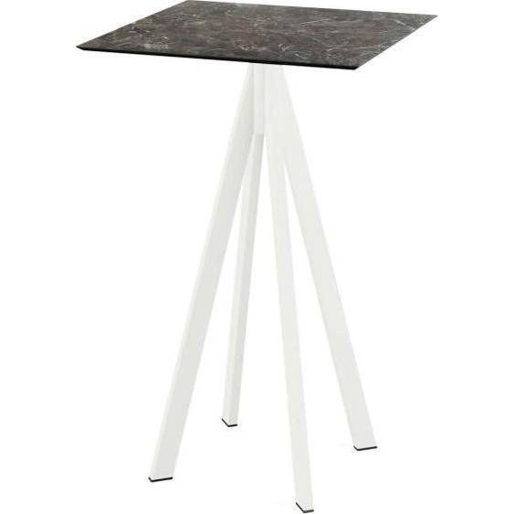 Table de bar Infinity, structure blanche + plateau HPL effet marbre Galaxy, 70 x 70 cm, 1 pièce