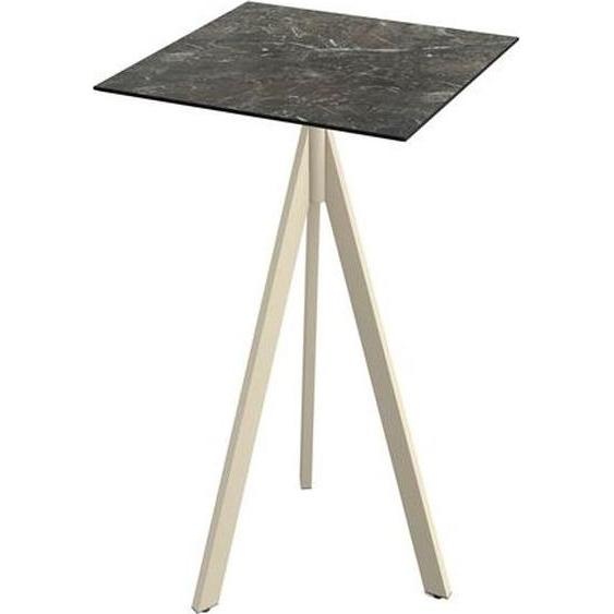 Table de bar Infinity Tripod avec structure couleur sable et plateau HPL effet marbre Galaxy 70x70 cm, 1 pièce