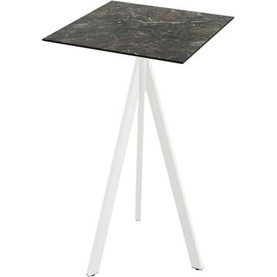Table de bar Infinity Tripod - Structure blanche + plateau HPL effet marbre Galaxy 70x70 cm (1 pièce)
