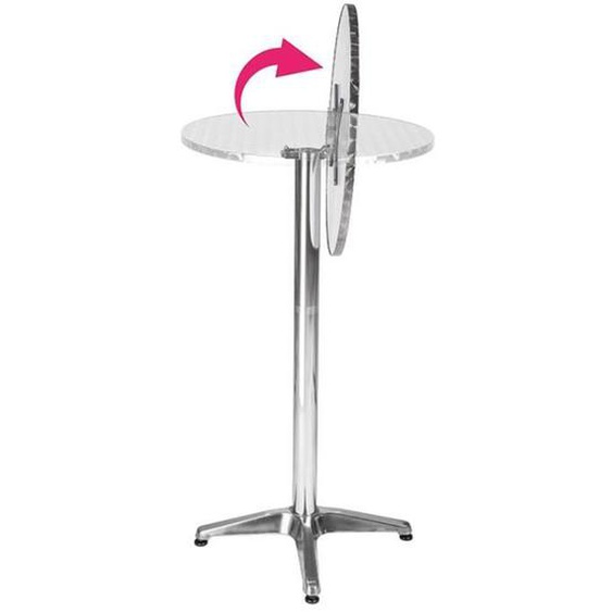 Table de bar ronde en aluminium et acier inoxydable - Hauteur réglable 70-110 cm