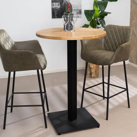 Table de bar ronde en chêne massif Sven Ø80 cm - Livin24 - Industriel - Moderne - Verni