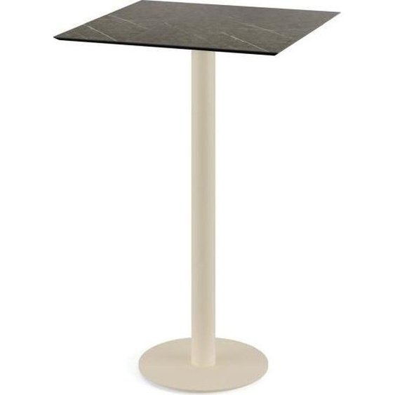 Table de bar Urban avec structure couleur sable et plateau HPL effet marbre Midnight, 70 x 70 cm, 1 pièce