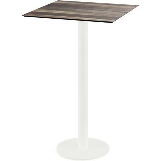 Table de bar Urban, structure blanche et plateau en stratifié imitation bois tropical, 70 x 70 cm, 1 pièce
