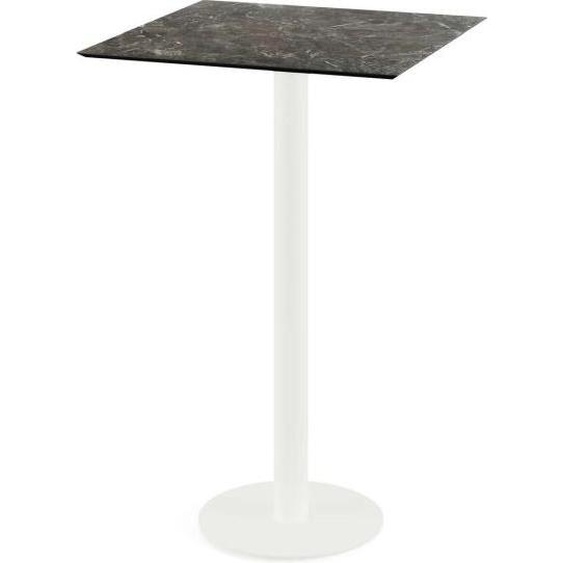 Table de bar Urban - Structure blanche + plateau HPL effet marbre Galaxy 70x70 cm (1 pièce)