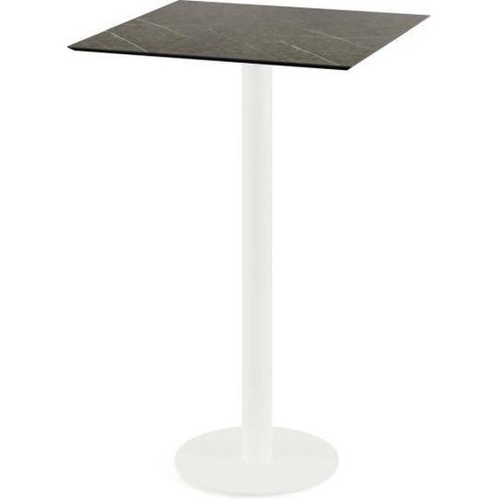 Table de bar Urban - Structure blanche + Plateau HPL effet marbre Midnight 70x70 cm (1 pièce)