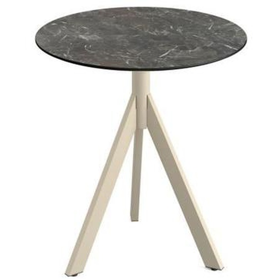 Table de Bistrot Infinity Tripod avec Piètement Sable et Plateau HPL Ø 70 cm - Veba - Marbre foncé - l700- L700- P1- h740- Acier The