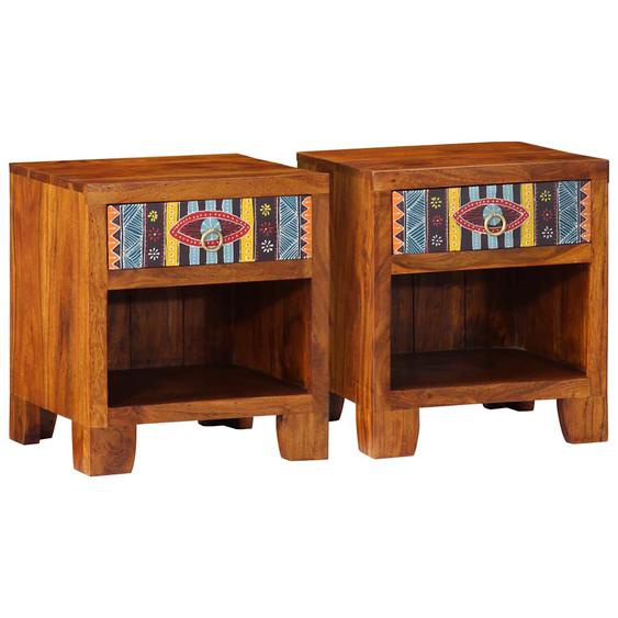 Table de chevet 2 pcs 40x35x45 cm bois dacacia massif
