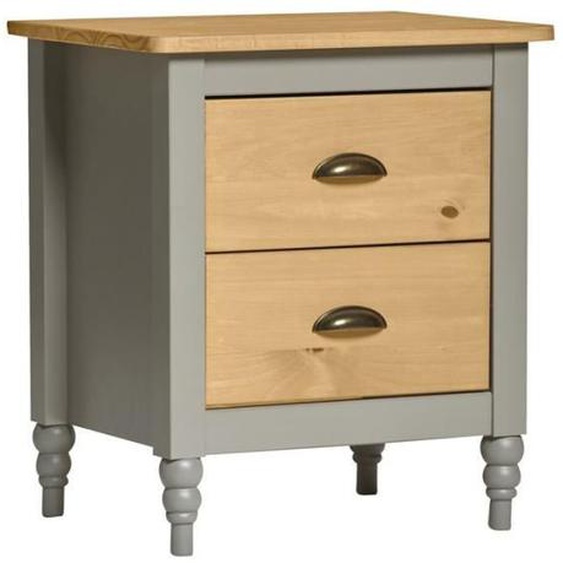 Table de chevet 2 tiroirs Gris-Bois - CHANE - L 46 x l 35 x H 52