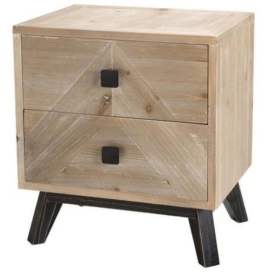 Table De Chevet 2 Tiroirs MACABANE ANDRO - Beige - Scandinave - Moderne