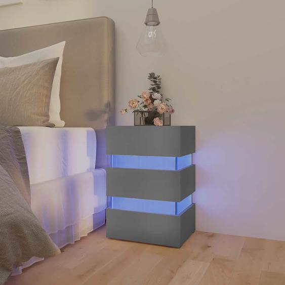 Table de chevet à LED Gris 45x35x67 cm Bois dingénierie