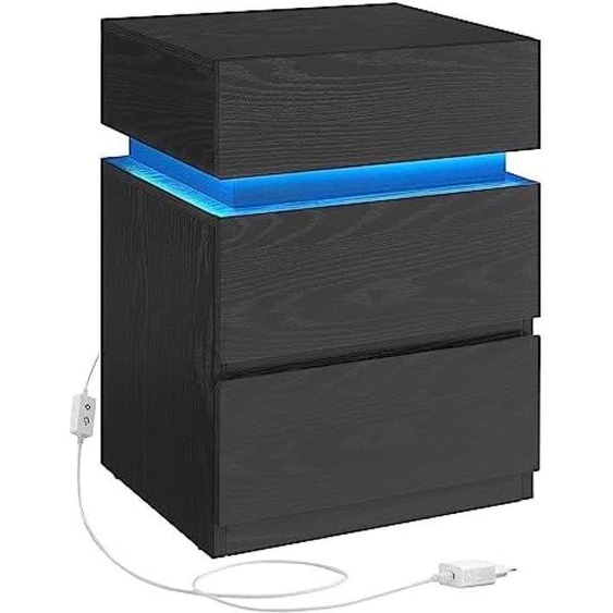Table de chevet à LED, table de chevet aux couleurs changeantes, table de chevet à 3 tiroirs, style moderne, 35 x 40 x 55 cm