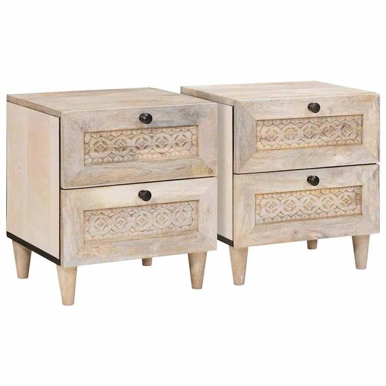 Cabinet de chevet avec tiroir 2 pcs Beige 40 x 33 x 46 cm