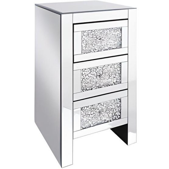 Table de chevet - BELIANI - LORAY - Effet diamants broyés - 3 tiroirs - Argenté