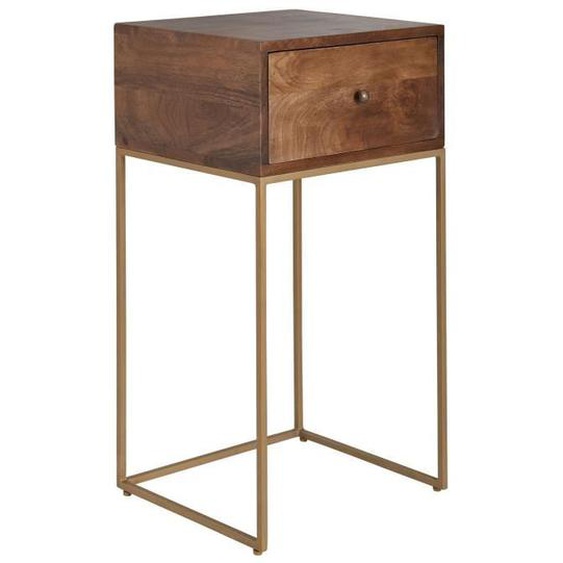 Table de Chevet Bois Massif 40x75,5x35 cm - FINEBUY - Haute - Marron - 1 tiroir(s) - Adulte - Chambre