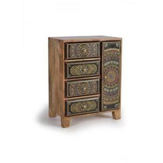 Table de Chevet - DECORATION DAUTREFOIS - Manguier - 4 Tiroirs - Vintage - 45x30x60cm