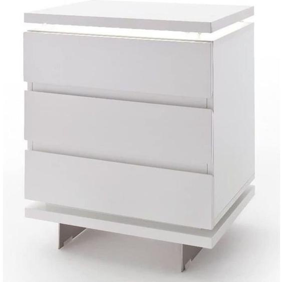 Table de chevet en verre laqué blanc - Longueur 50 x Hauteur 40 x Profondeur 40 cm