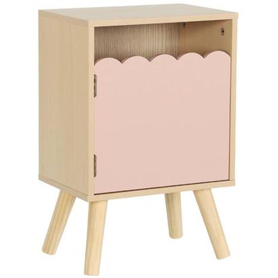 Table De Chevet Enfant Décor Bois 1 Porte Azur Rose