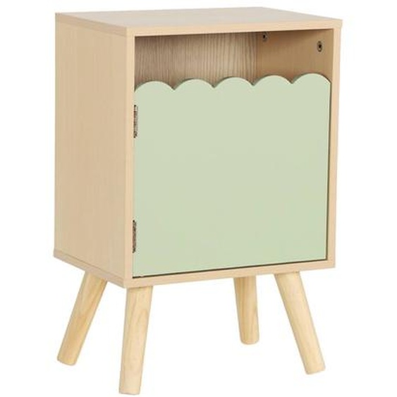 Table De Chevet Enfant Décor Bois 1 Porte Azur Vert