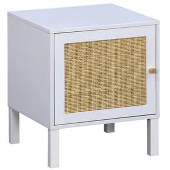 Table De Chevet Enfant Effet Bois Et Cannage Bohème Blanc Cassé