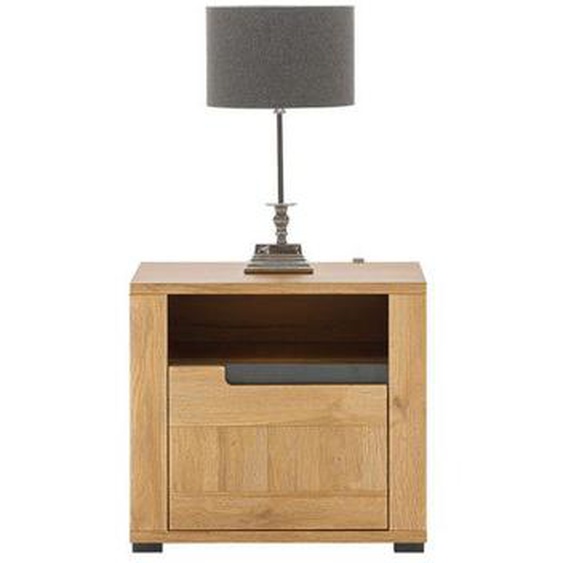 Table de chevet gauche 1 tiroir Chêne/Gris - TYNIEC - L 58 x l 39.5 x H 50.5