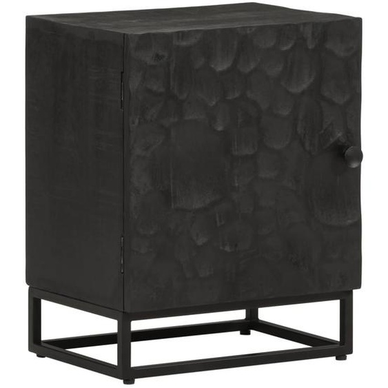 Table de chevet noir 40x30x50 cm bois massif manguier et fer