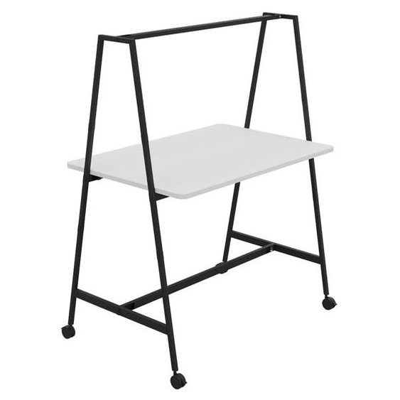 Table de coworking mobile rectangle Alto sans électrification - H. 105 x L. 140 x P. 90 cm - Plateau Blanc - Pieds Noir