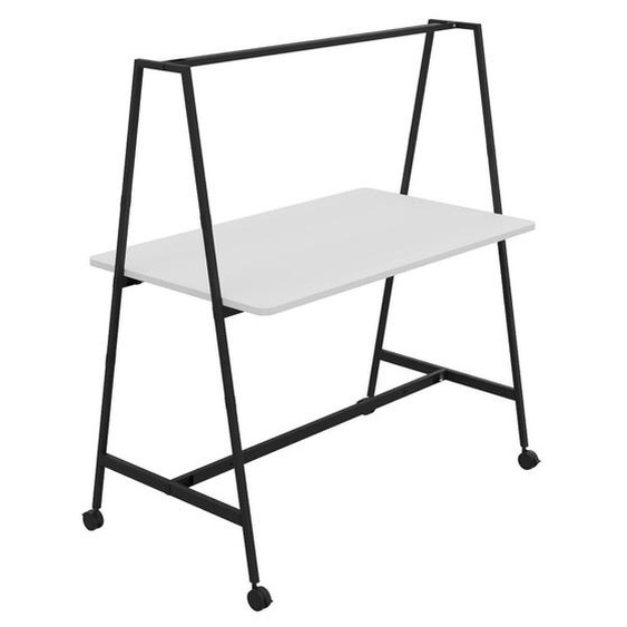 Table de coworking mobile rectangle Alto sans électrification - H. 105 x L. 160 x P. 90 cm - Plateau Blanc - Pieds Noir