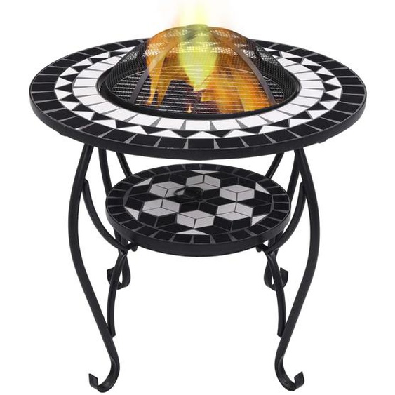 Table de foyer mosaïque Noir et blanc 68 cm Céramique