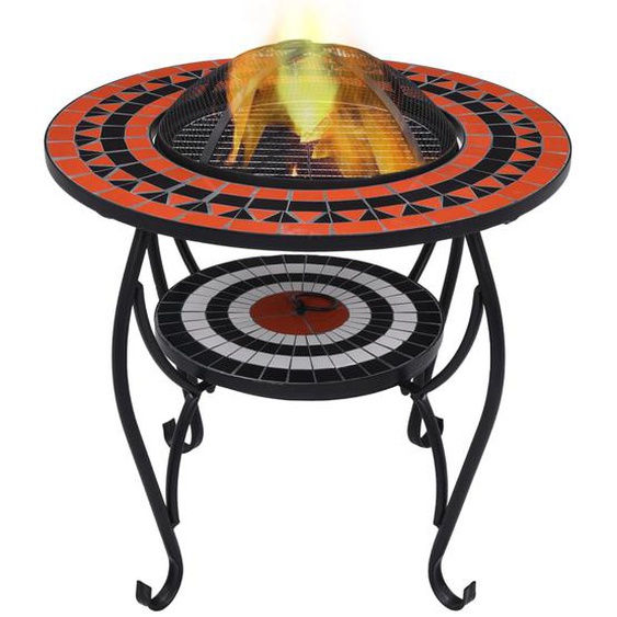 Table de foyer mosaïque Terre cuite et blanc 68 cm Céramique