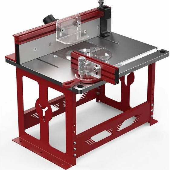 Table de fraisage pour établi - Table de travail - Version métrique - Guide donglet - Butée de profil/parallèle - Raccord daspiration - Pour la plupart des défonceuses - Or