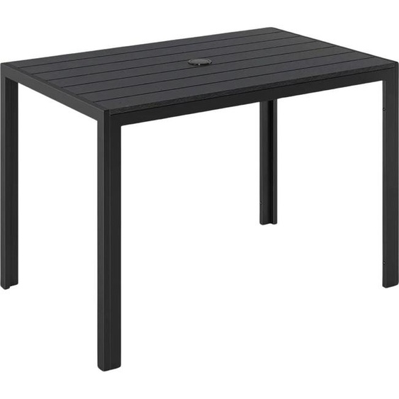 Table de jardin 110×70cm - Plateau de table WPC - Cadre aluminium - Rectangle - Avec parasolgat - Résistant aux intempéries - Pour jardin, terrasse & balcon