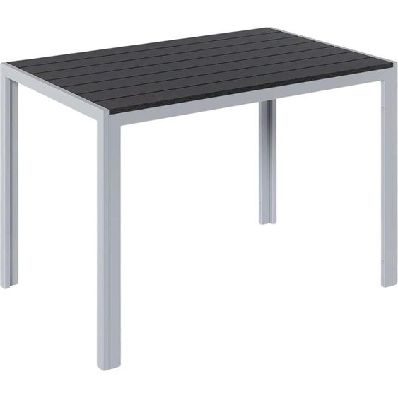 Table de jardin 110×70×73cm - Plateau de table WPC - Cadre aluminium - Rectangle - Résistant aux intempéries - Pour jardin, terrasse & balcon