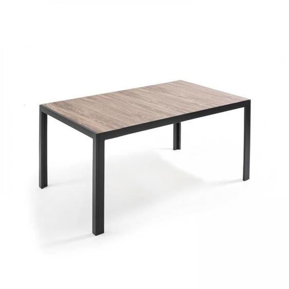 Table de jardin 6 places en aluminium et céramique marron