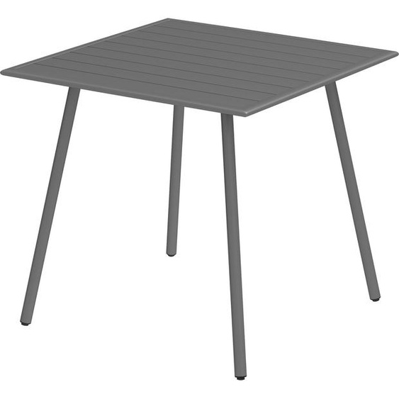 Table de jardin acier 80 x 80 x 74 cm Résistant aux intempéries Table de buffet avec cadre en acier, antidérapante Table de camping 4 personnes Table de terrasse Table de repas extérieure pour jardin, terrasse, balcon, gris Aosom
