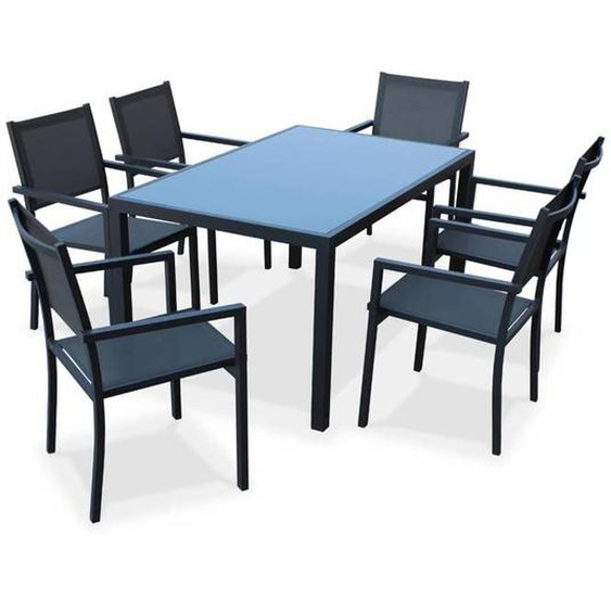 Table de jardin aluminium + 6 assises Capua 150