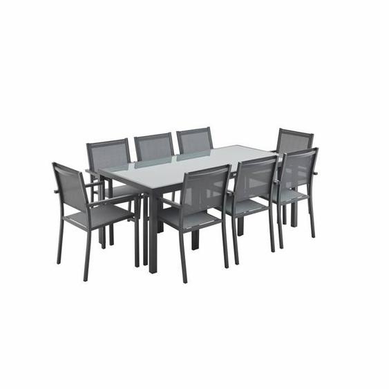 Table de jardin aluminium + 8 assises Capua 180