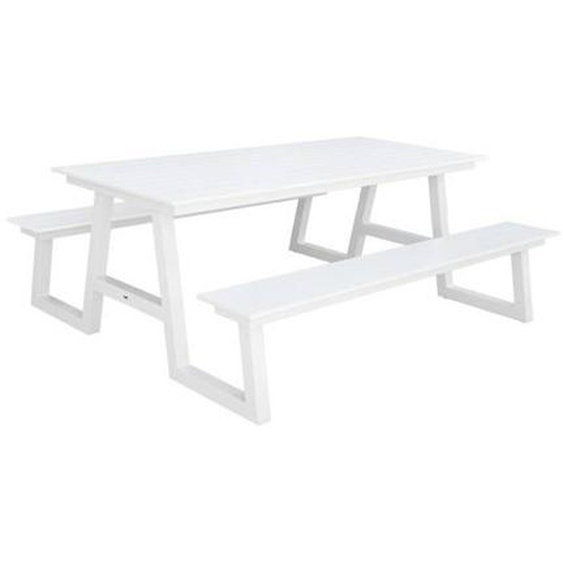 Table de jardin aluminium avec + 2 bancs  Ana
