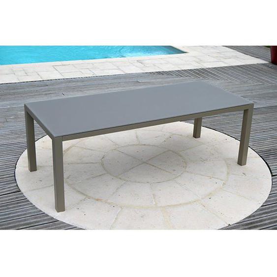 Table de jardin aluminium plateau verre 2,2 m x 0,9m x 0,8 m
