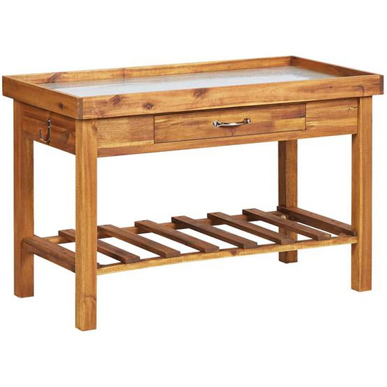 Table de jardin avec dessus en zinc Bois solide dacacia