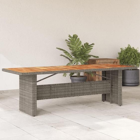 Table de jardin avec plateau en acacia gris 240x90x75cm Poly rotin