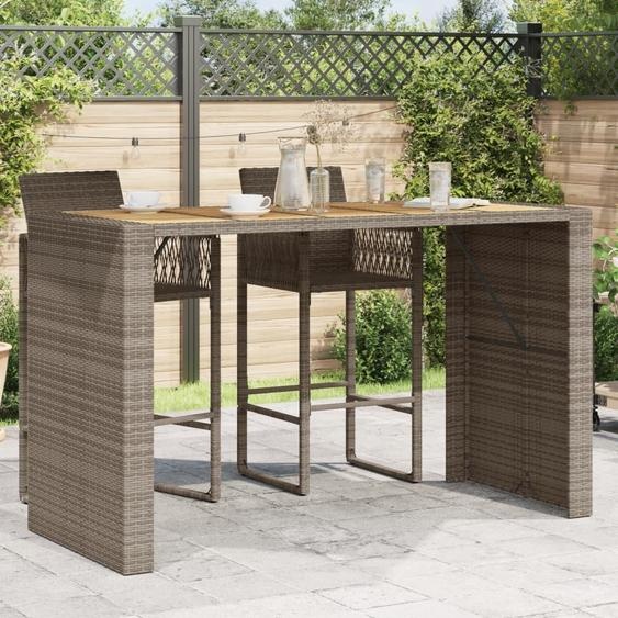 Table de jardin avec plateau en bois Gris 185x80x110 cm Poly rotin 26,8 Kg