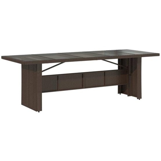 Table de jardin avec dessus en verre marron résine tressée