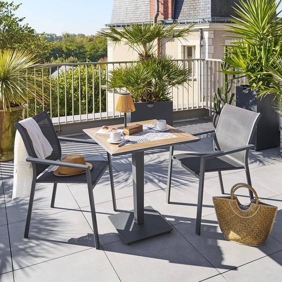 Table de jardin bistro LAMBADA Céramique   Graphite 2 places - Acier traité époxy, Traitement antirouille renforcé, Hespéride