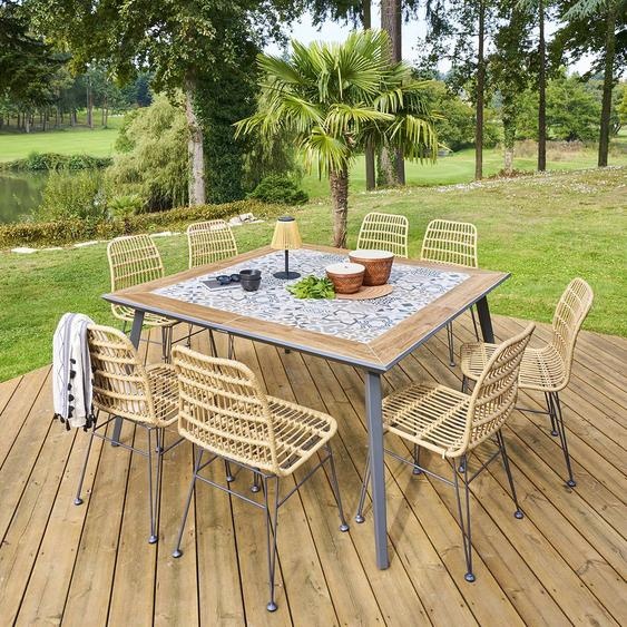 Table de jardin bistro LAMBADA Céramique   Graphite 8 places - Acier traité époxy, Traitement antirouille renforcé, Hespéride