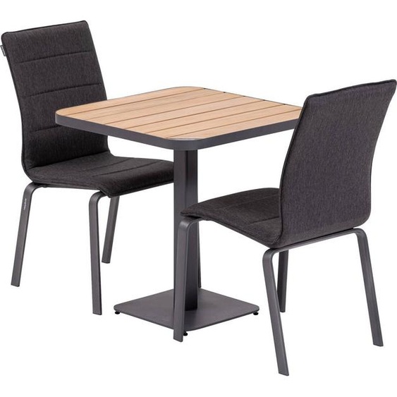 Table de jardin bistro TYLA Acacia   Graphite 2 places - Acier traité époxy, certifié FSC® Hespéride