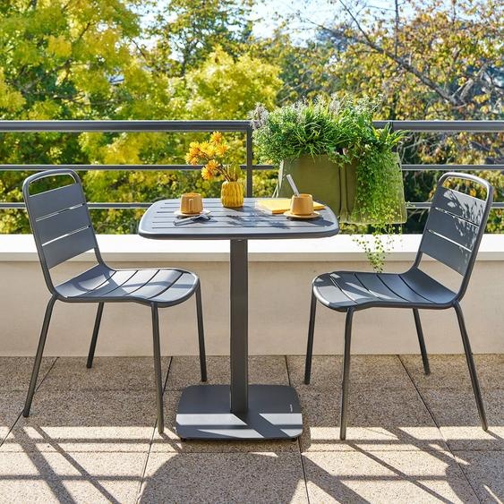 Table de jardin carrée ALEGORIA Graphite 2 places - Acier traité époxy, Traitement anti-rouille renforcé Hespéride